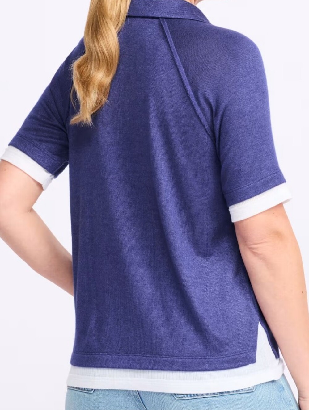 Design History Layered Short Sleeve Collar Knit Top - M - Picture 3 of 6
